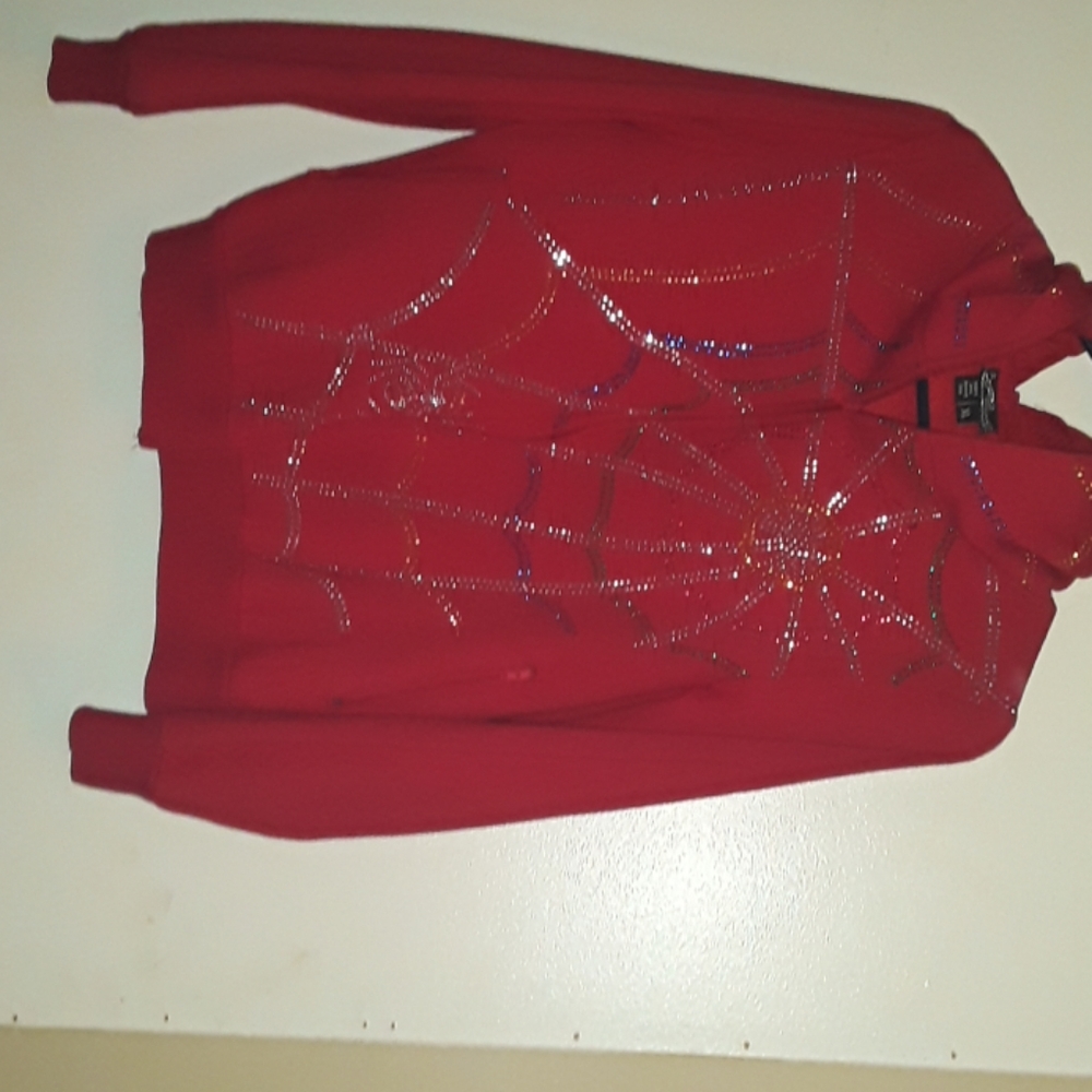 Red Zip-up Spider Web design Jacket.